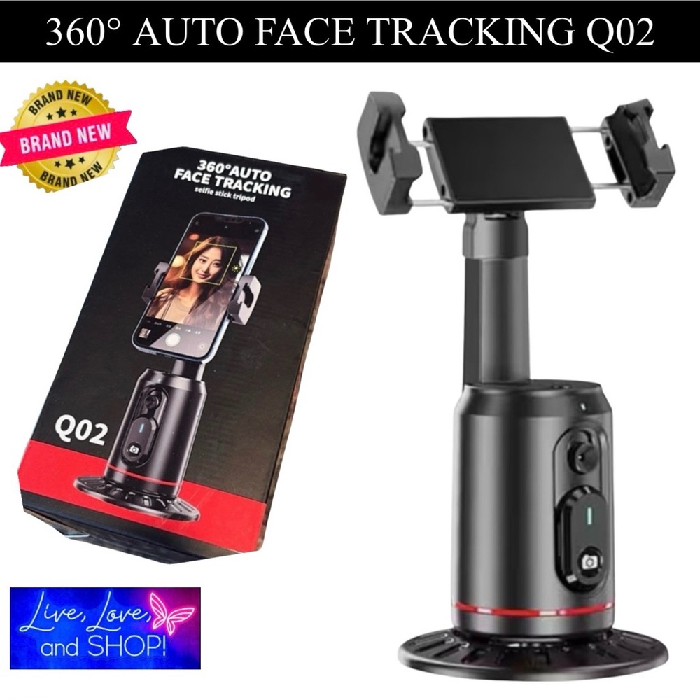 360° AUTO FACE TRACKING Q02 Selfie Stick w/Tripod & Remote, NIB